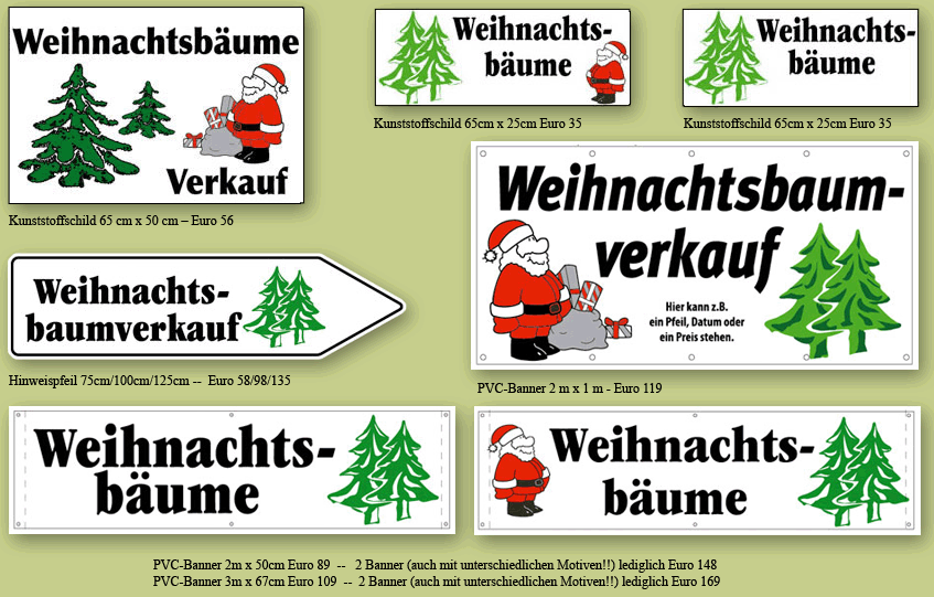 Weihnachtsbaumschilder, Weihnachtsbaumbanner, Weihnachtsbaumpfeile